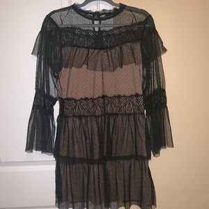Zara Midi Ruffled Lace Dress